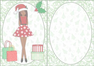 Christmas Shopping Boxes and Bags Brunette Ethnic Insert