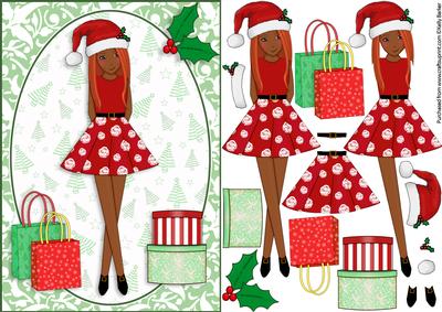 Christmas Shopping Boxes and Bags Red Head Ethnic Decoupage