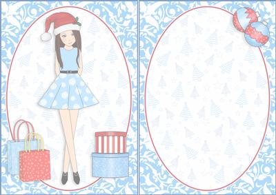 Christmas Shopping Boxes and Bags Brunette in Blue Insert