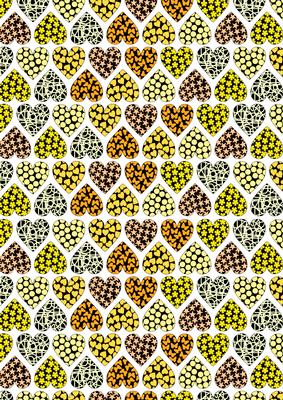 Rows of Hearts Backing Paper Background Black and Yellow