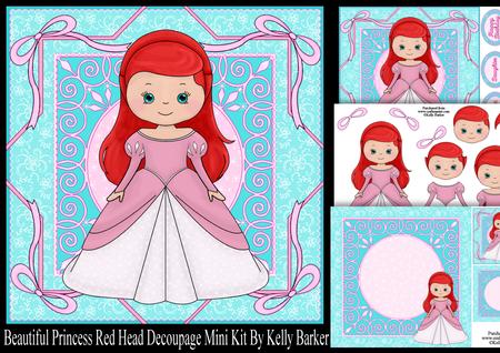 Beautiful Princess Red Head Decoupage Mini Kit