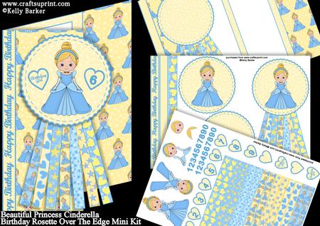 Beautiful Princess Cinderella Birthday Rosette Over the Edge