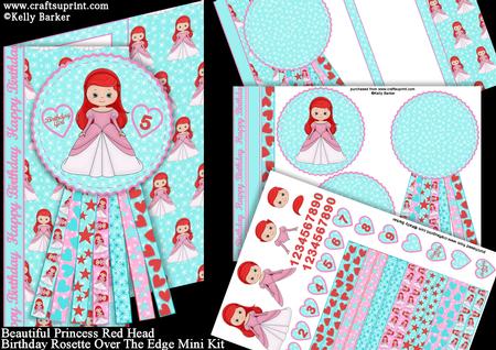 Beautiful Princess Red Head Birthday Rosette Over the Edge