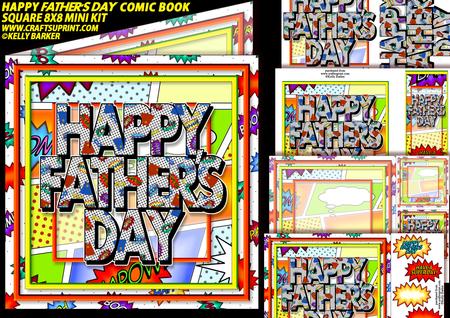 Happy Father's Day Comic Book Square 8x8 Mini Kit