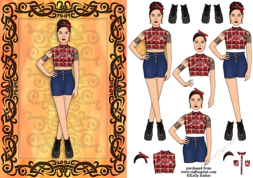Cool Girl With Tattoos Decoupage Card Front