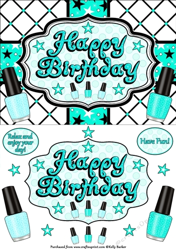 Happy Birthday Nail Polish Quick Card A5 In Turquoise