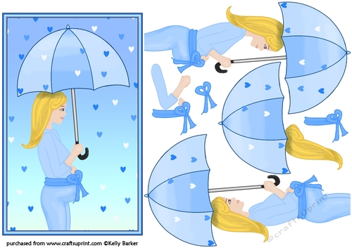 Baby Shower Blue For Boy Decoupage Blonde Mum