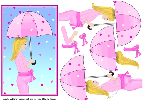 Baby Shower Pink For Girl Decoupage Blonde Mum