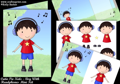Cutie Pie Kids Boy With Headphones A5 Mini Kit