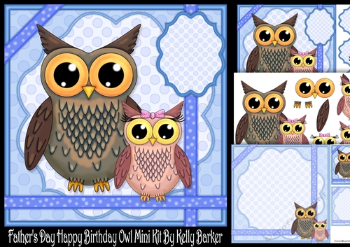 Fathers Day Happy Birthday Owl Pink Bow Mini Kit
