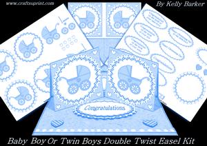 Baby Boy Twin Boys Double Twist Easel Card Kit