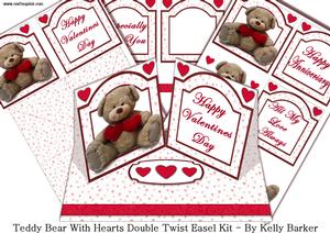 Teddy with Hearts Double Twist Easel Kit Valentines