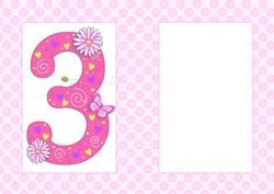 Three Today Girl Butterflies and Flowers A5 Insert
