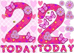 Two Today Girl Butterflies and Flowers A5 Decoupage
