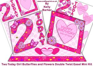 Two Today Girl Butterflies and Flowers Double Twist Easel