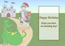 Knight with His Dragon and Castle A5 Insert with Wording