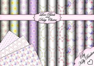 Love Birds and Daisy Chains Backing Paper Kit