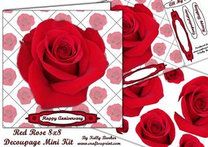 Red Rose 8x8 Decoupage Mini Kit