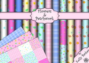 Flowers and Patchwork Backing Paper Kit