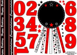 All Ages Birthday Rosette in Black and Red