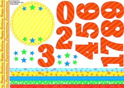All Ages Birthday Rosette Orange Stripes