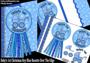 Baby's 1st Christmas Boy Blue Rosette Over the Edge Mini Kit