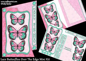 Lace Butterflies Over the Edge Pink and Green Mini Kit