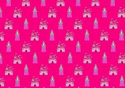 Princess and Castle Hot Pink Backing Paper
