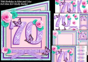 70th Birthday in Mint and Lilac 8x8 Square Mini Kit
