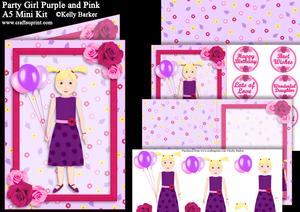 Party Girl Purple and Pink A5 Decoupage Mini Kit