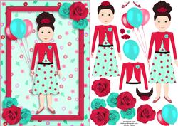Party Girl Mint and Rose A5 Decoupage