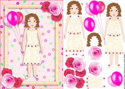 Party Girl Cream and Pink Roses A5 Decoupage