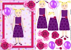 Party Girl Purple and Pink A5 Decoupage