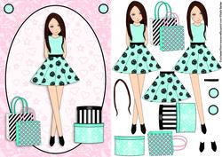 Teen Girl Boxes & Bags in Mint & Pink Card Front & Decoupage