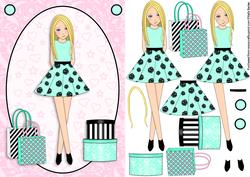 Teen Girl Blonde Boxes & Bags in Mint & Pink A5 Decoupage