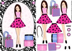 Teen Girl Brunette Boxes & Bags in Hot Pink A5 Decoupage