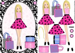 Teen Girl Blonde Boxes & Bags in Hot Pink A5 Decoupage