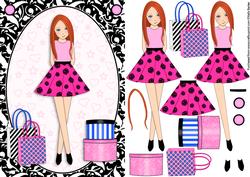 Teen Girl Red Head Boxes & Bags in Hot Pink A5 Decoupage