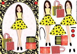 Teen Girl Brunette Boxes & Bags in Yellow A5 Decoupage