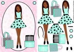 Teen Girl Ethnic Brunette Boxes & Bags in Mint A5 Decoupage