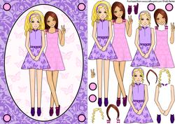 Best Friends A5 Card Front and Decoupage Lilac and Pink