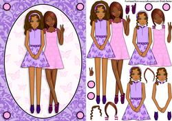 Best Friends Ethnic A5 Card Front Decoupage Lilac and Pink
