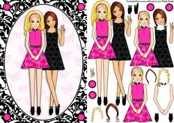 Best Friends A5 Card Front and Decoupage Hot Pink and Black