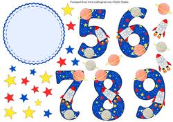 Space Birthday Rosette Numbers 5-9 Add on Sheet