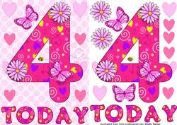 Four Today Girl Butterflies and Flowers A5 Decoupage
