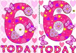 Six Today Girl Butterflies and Flowers A5 Decoupage