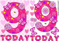 Nine Today Girl Butterflies and Flowers A5 Decoupage