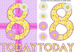 Eight Today Birthday Daisies A5 Decoupage