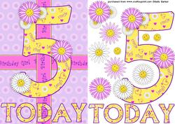 Five Today Birthday Daisies A5 Decoupage