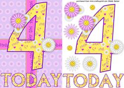 Four Today Birthday Daisies A5 Decoupage